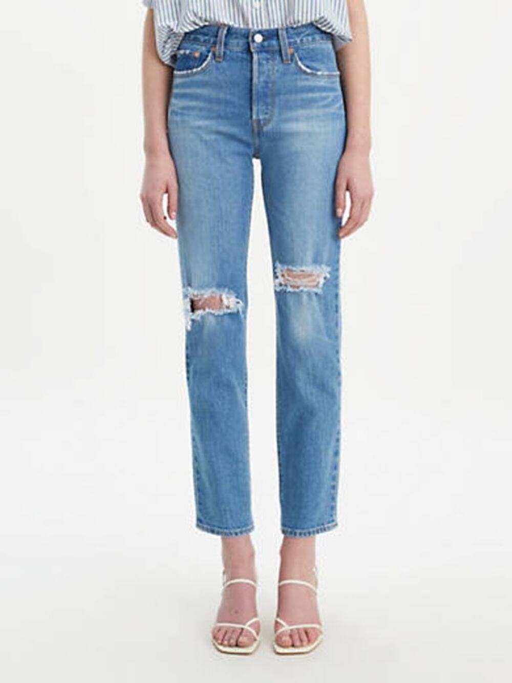 Levi’s Premium Wedgie Fit Ankle High Rise Distressed Straight Leg Capsule Cool